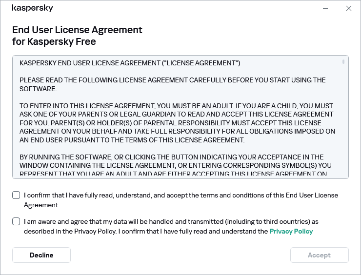 The GDPR license agreement acceptance window