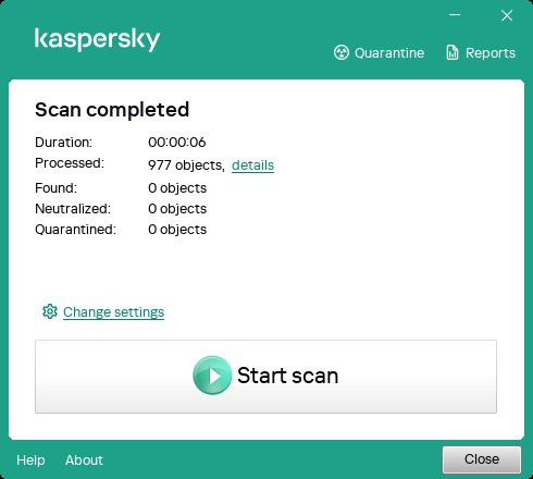 Computer scan results window.