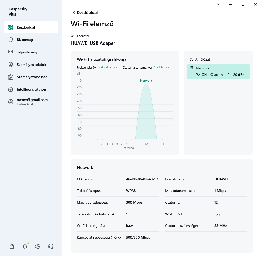 A Wi-Fi hálózatokat megjelenítő ablak