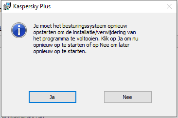 Venster waarin wordt gevraagd om de computer opnieuw op te starten