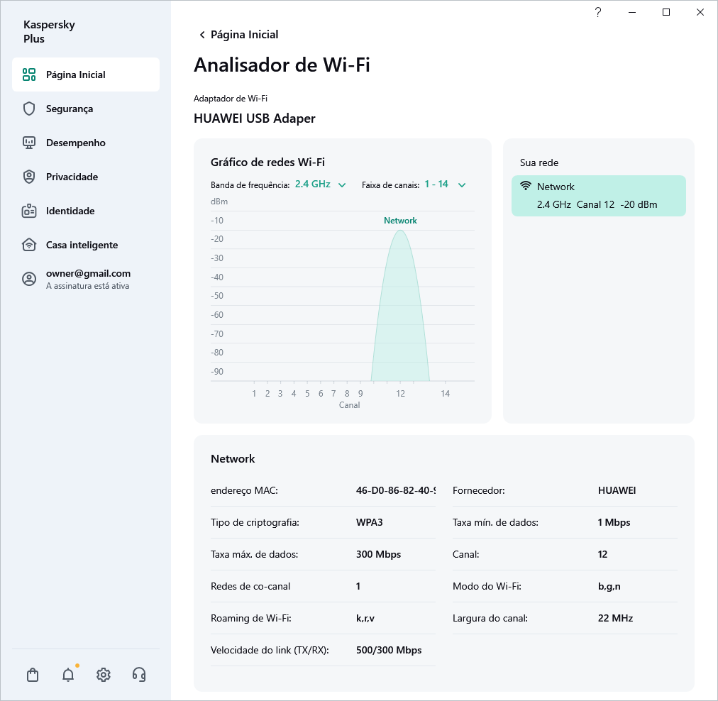 Janela exibindo redes Wi-Fi