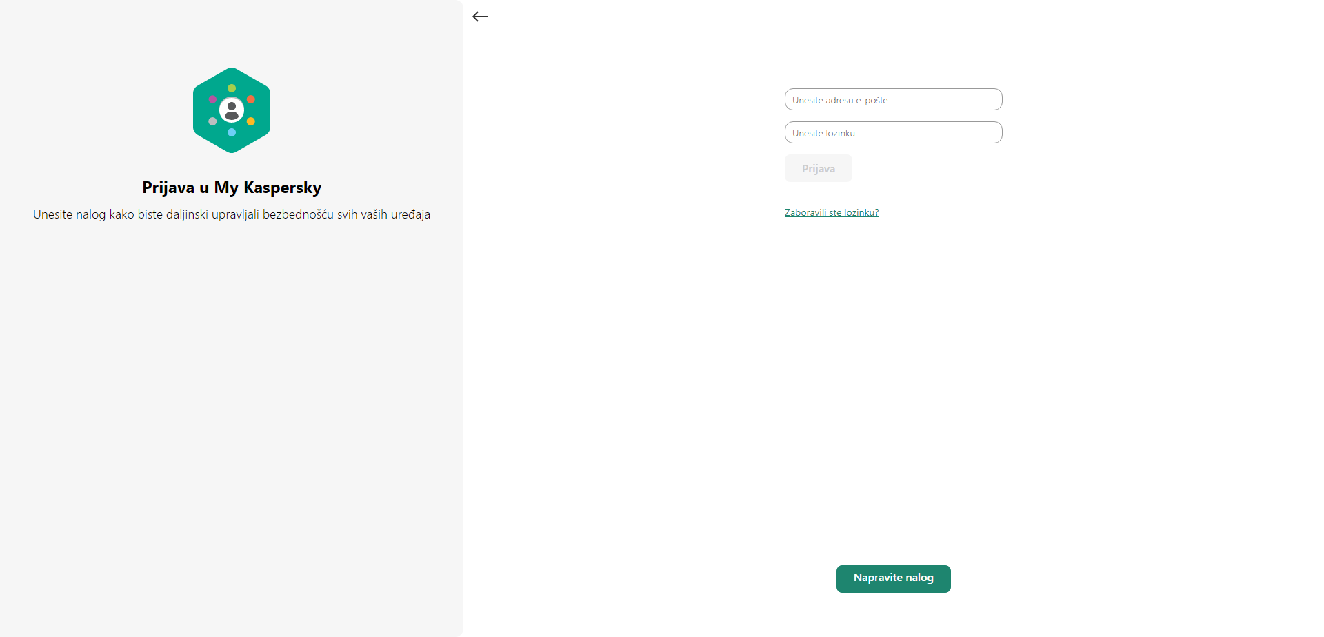 Prozor za prijavljivanje na nalog pomoću instalacionog diska