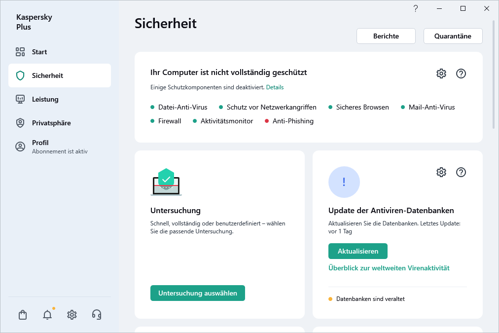 Update der Antiviren-Datenbanken