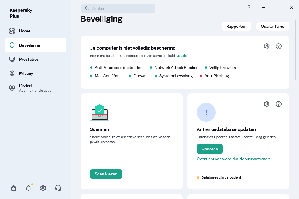 Update van antivirusdatabase