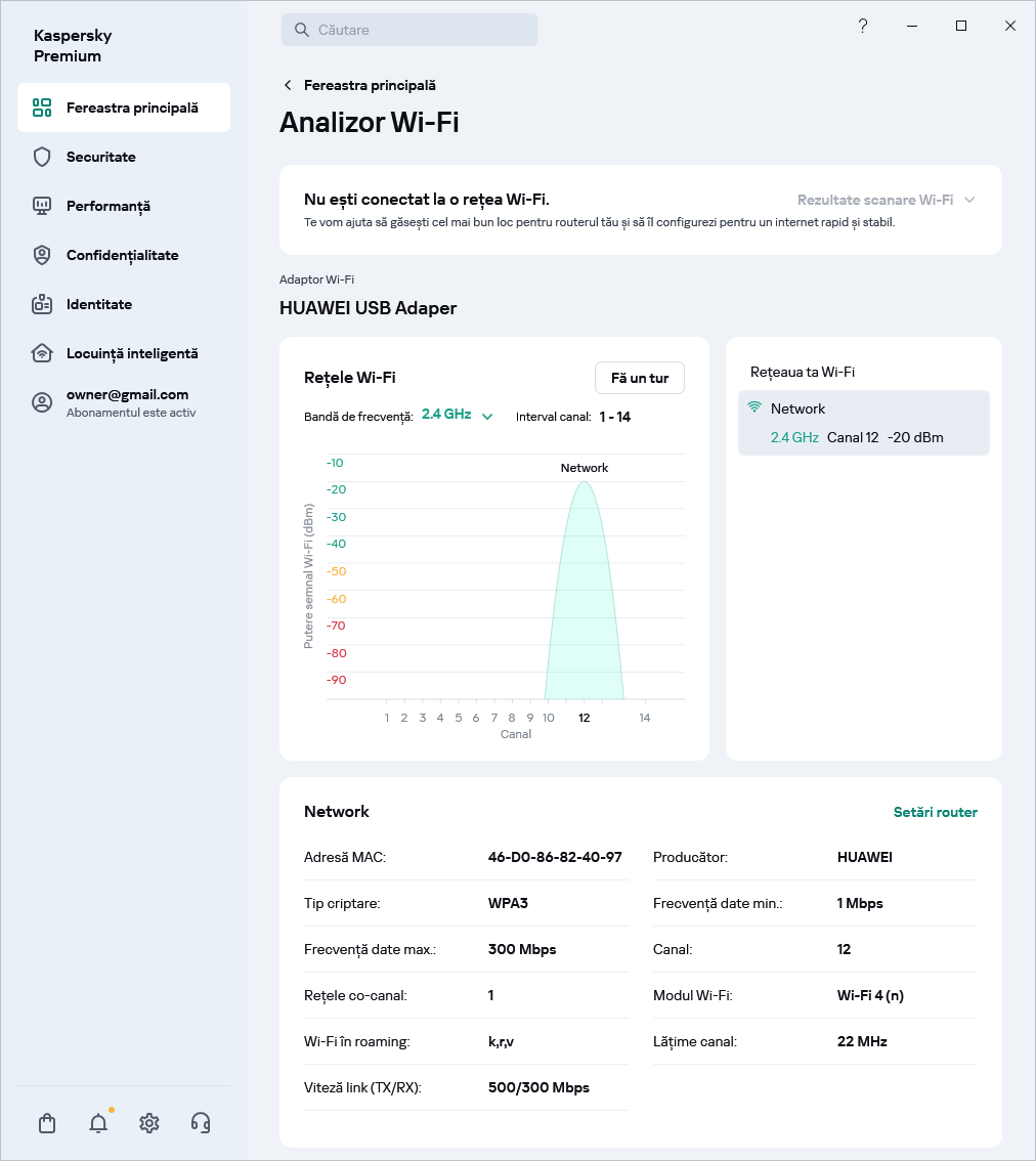 Fereastra care afișează rețelele Wi-Fi