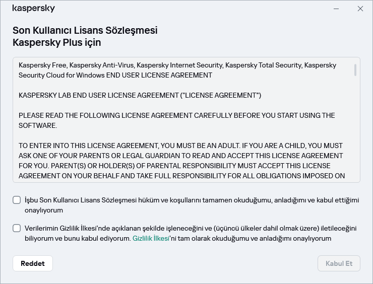 GDPR lisans sözleşmesi kabul penceresi