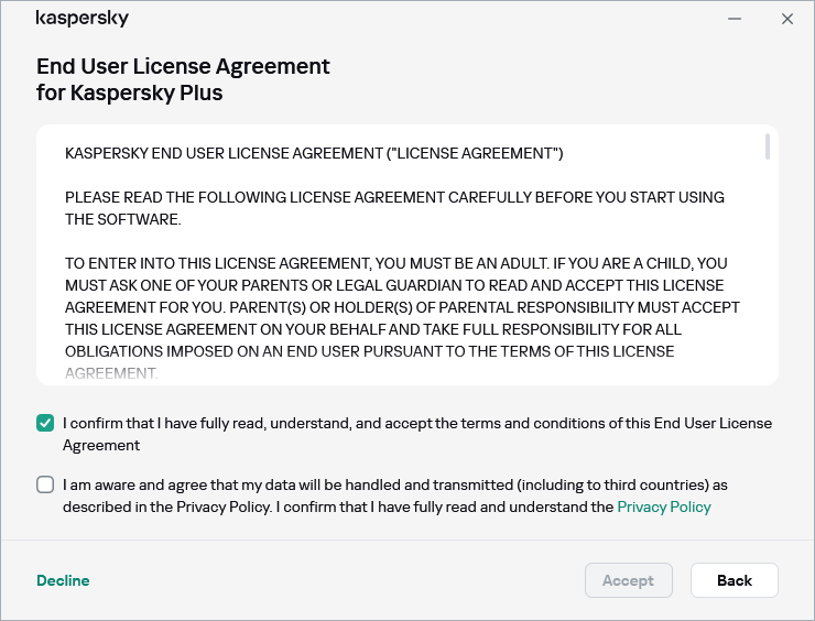 The GDPR license agreement acceptance window