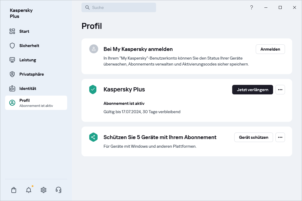 Das Fenster "Profil"