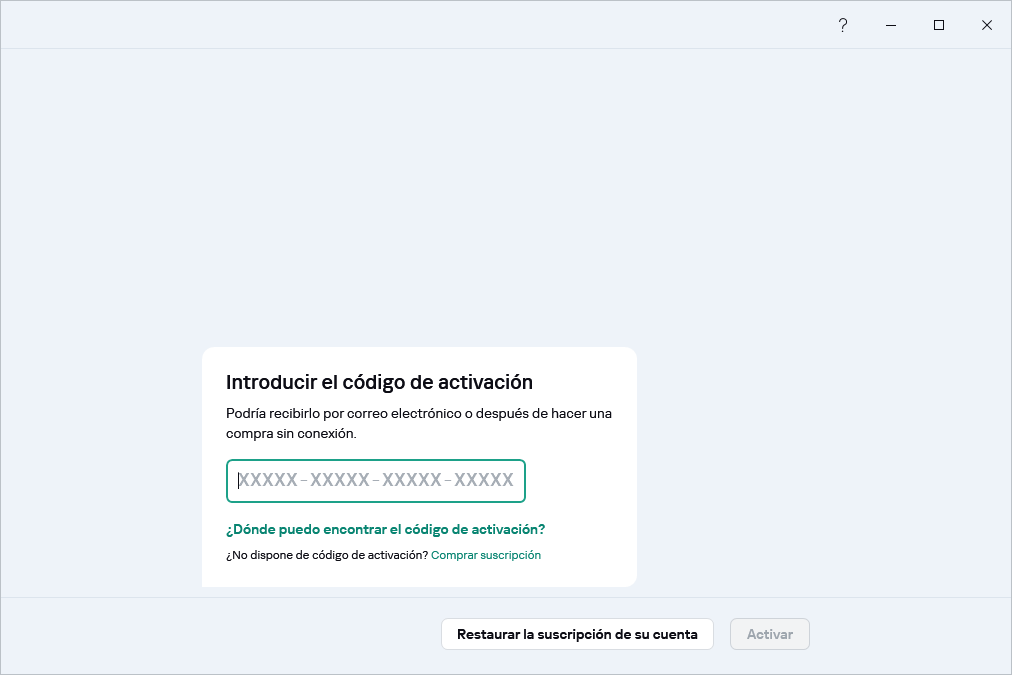 Paso donde puede introducir su código de activación