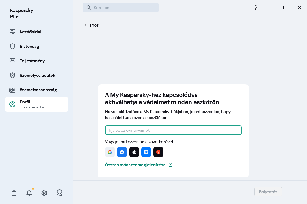 Lépés, amelyben kapcsolódhat a My Kaspersky-hez