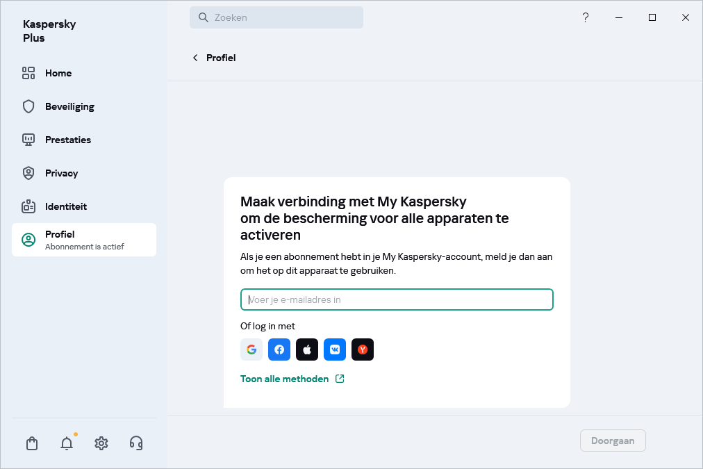 Stap waar u verbinding kunt maken met My Kaspersky