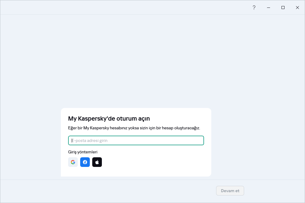 Aboneliğinizi geri yüklemek için My Kaspersky'de oturum açabileceğiniz adım