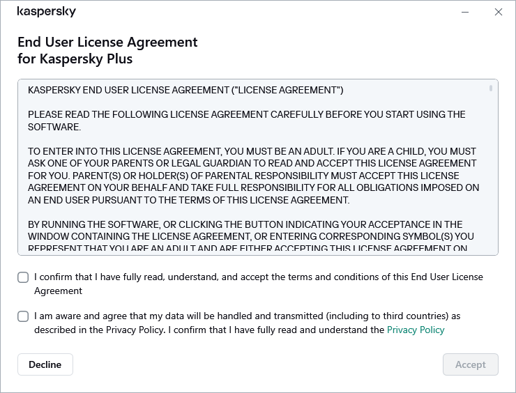 The GDPR license agreement acceptance window