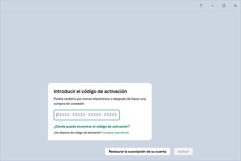 Paso donde puede introducir su código de activación