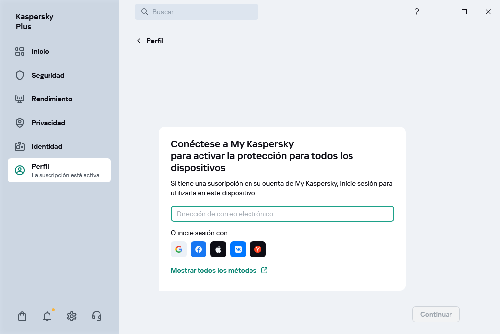 Paso donde puede conectarse a My Kaspersky