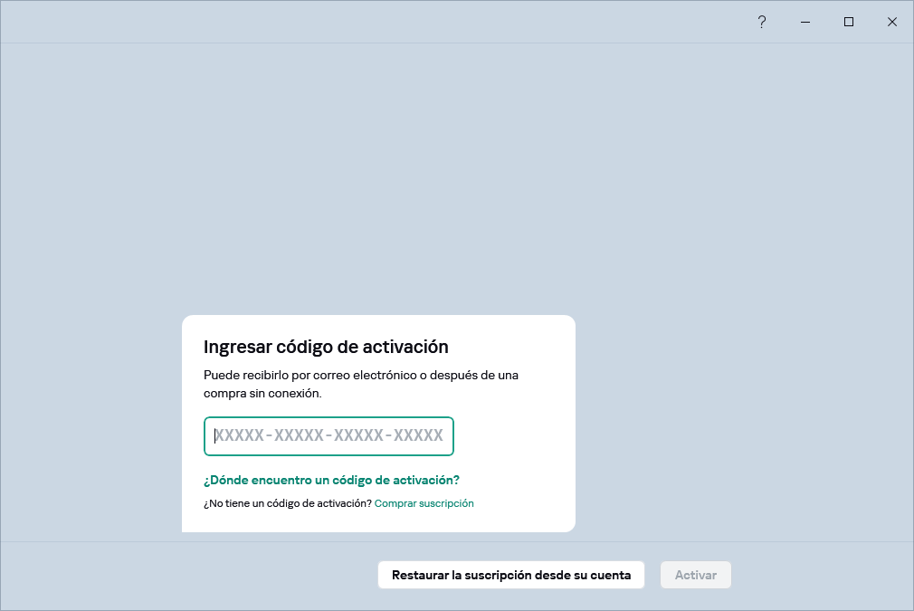 Paso en el que puede ingresar su código de activación