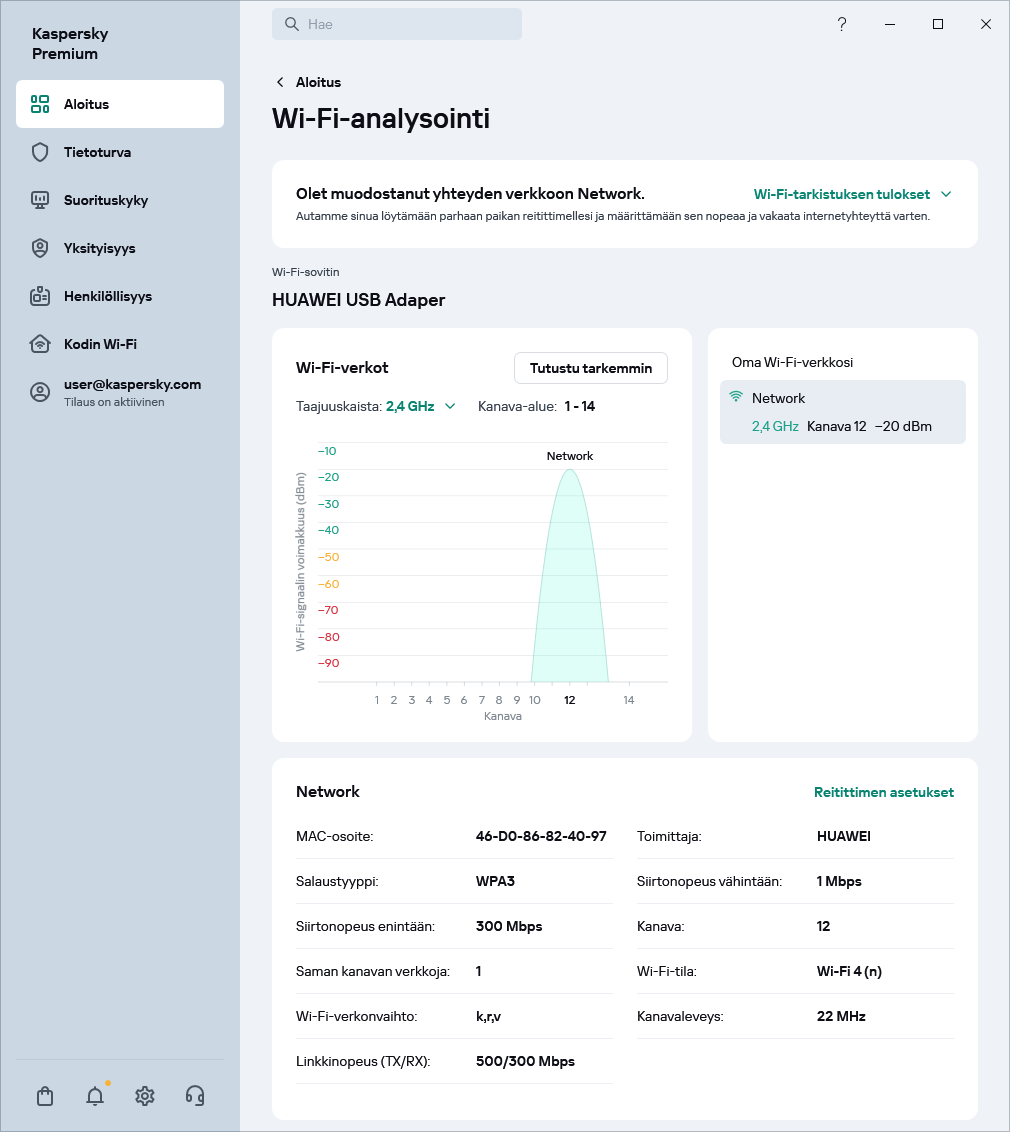 Wi-Fi-verkot näyttävä ikkuna