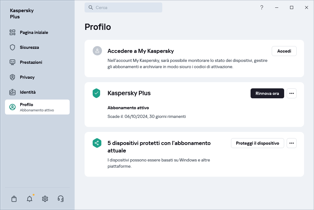 Finestra del profilo