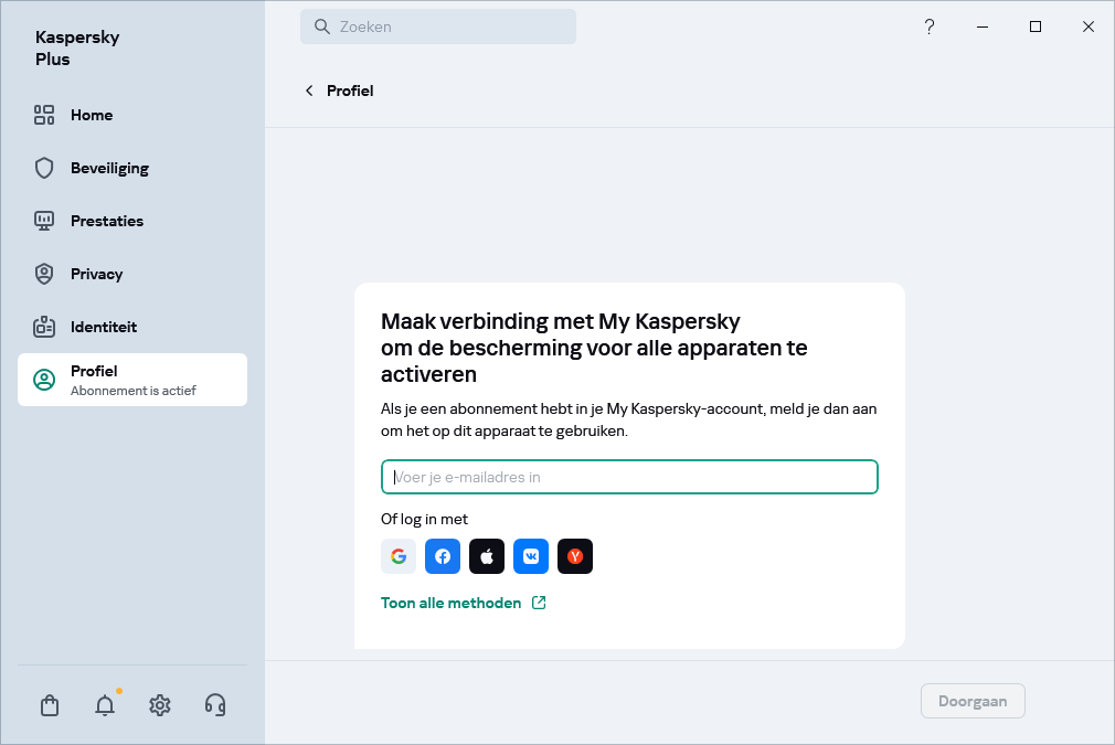 Stap waar u verbinding kunt maken met My Kaspersky