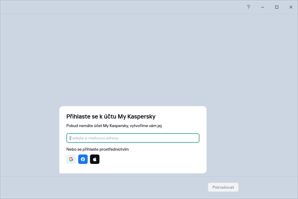 Krok, kde se můžete přihlásit k účtu My Kaspersky a obnovit své předplatné
