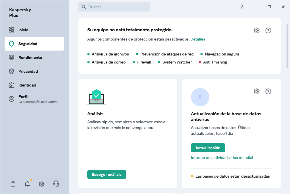Actualización de la base de datos antivirus