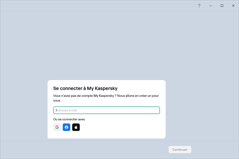 Étape à laquelle vous pouvez vous connecter à My Kaspersky pour restaurer votre abonnement