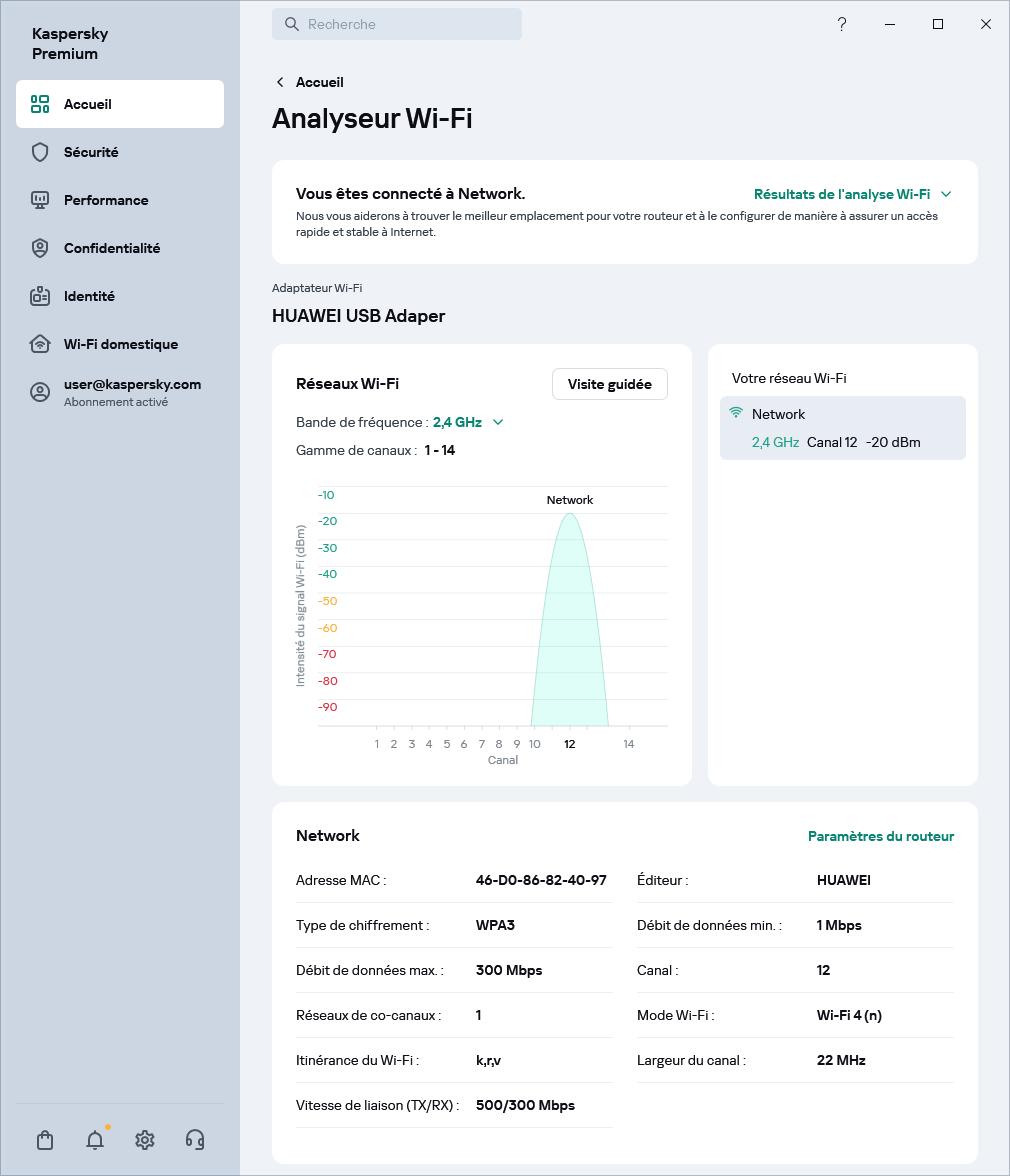 Fenêtre affichant les réseaux Wi-Fi