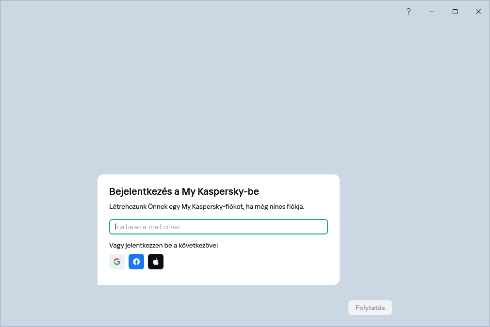 Lépés, amelyben bejelentkezhet a My Kaspersky szolgáltatásba az előfizetés visszaállításához