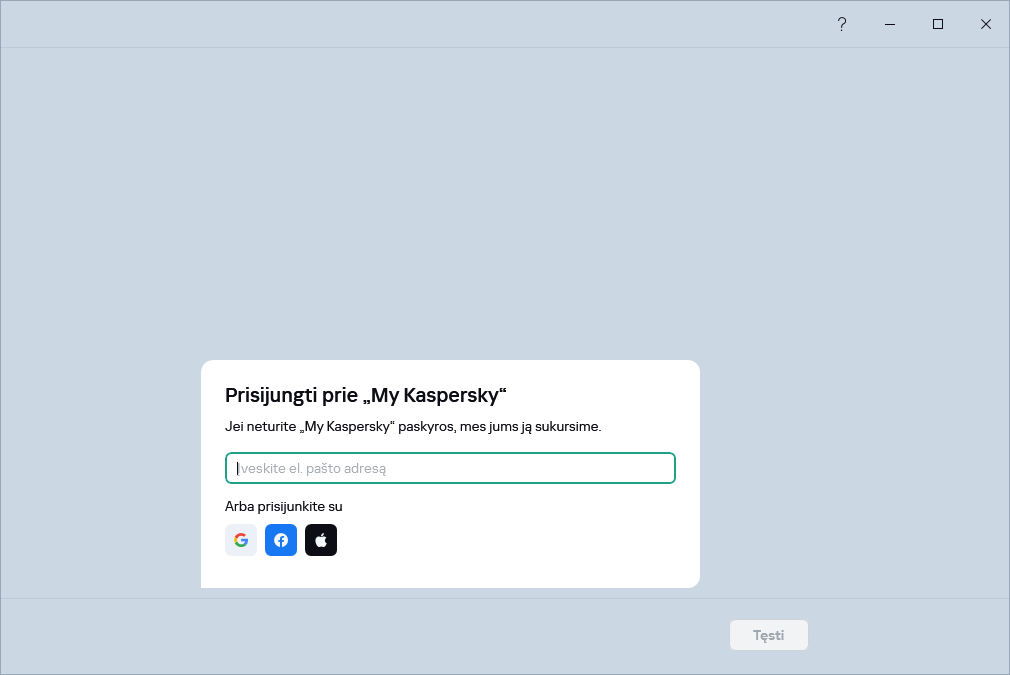 Prisijunkite prie „My Kaspersky“, kad atkurtumėte prenumeratą