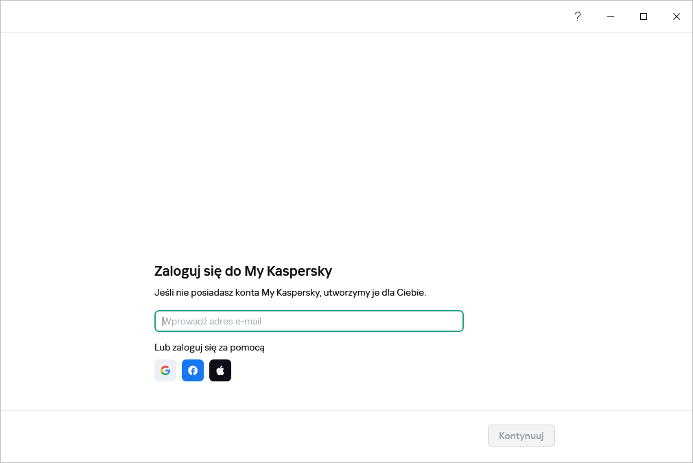 Krok, w którym możesz zalogować się do My Kaspersky, aby przywrócić subskrypcję