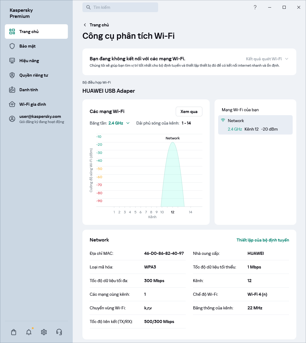 Cửa sổ hiển thị các mạng Wi-Fi