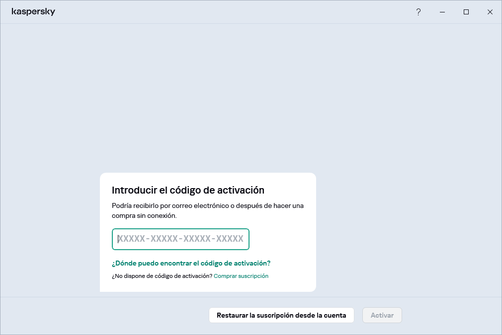 Paso donde puede introducir su código de activación