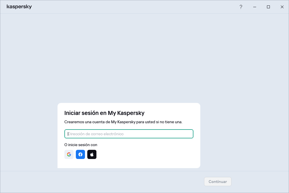 Paso donde puede iniciar sesión en My Kaspersky para restaurar su suscripción