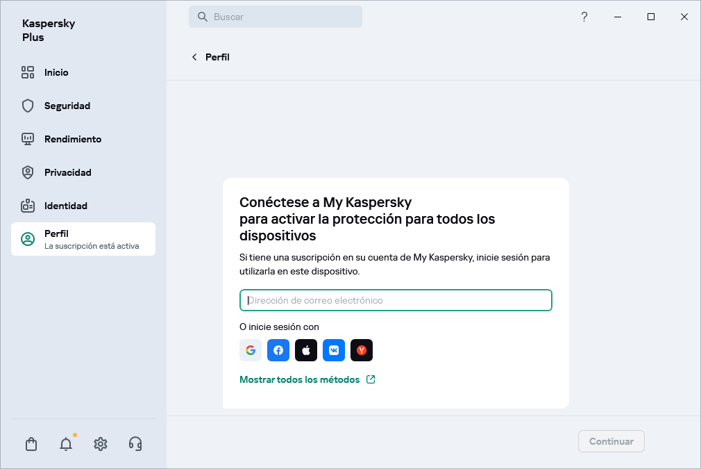 Paso donde puede conectarse a My Kaspersky