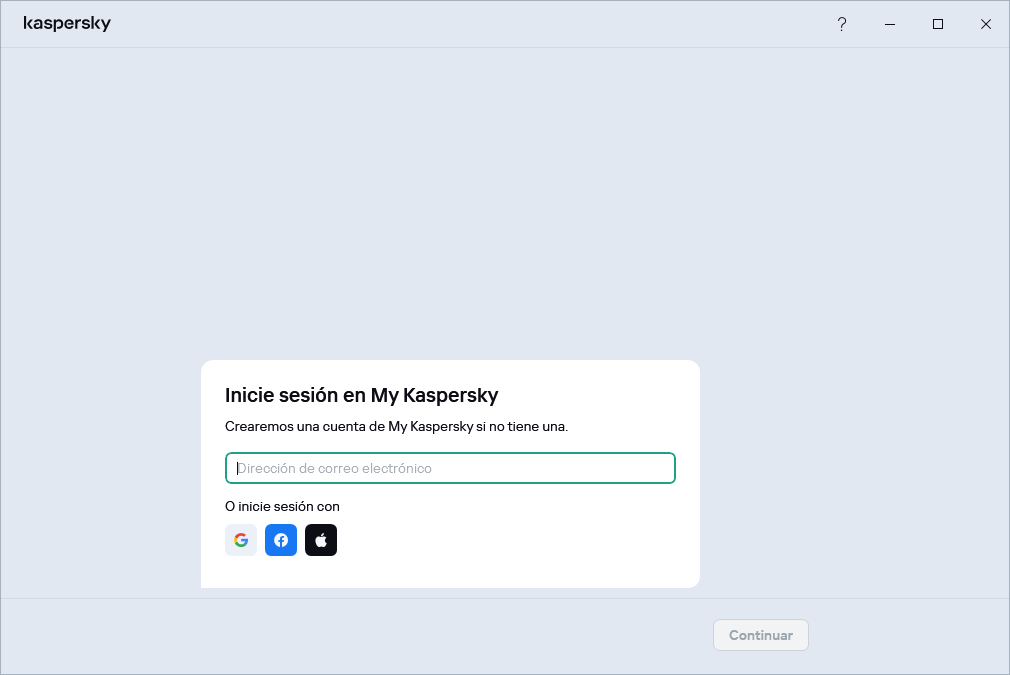 Paso en el que puede iniciar sesión en My Kaspersky para restaurar su suscripción