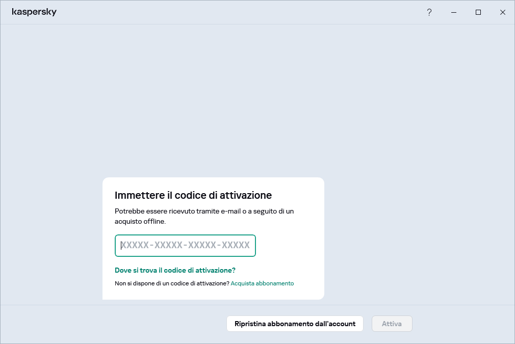 Passaggio in cui è possibile immettere il codice di attivazione