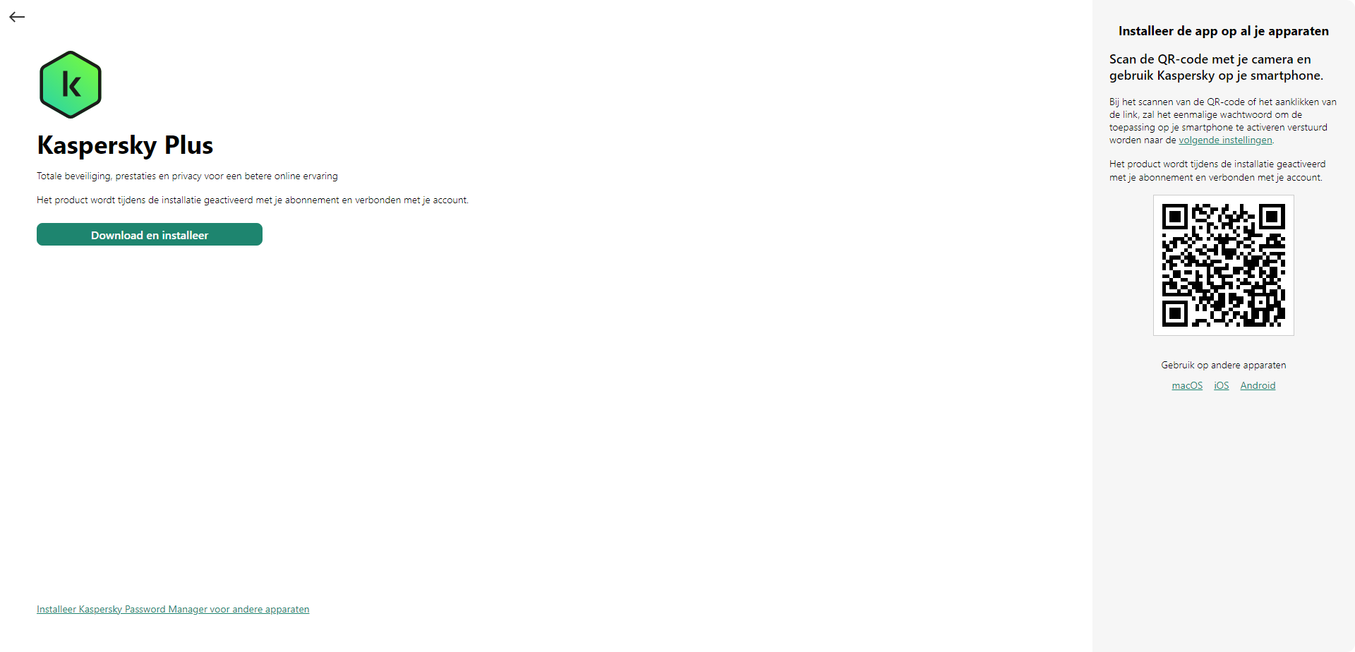 Venster voor het downloaden en installeren van het programma