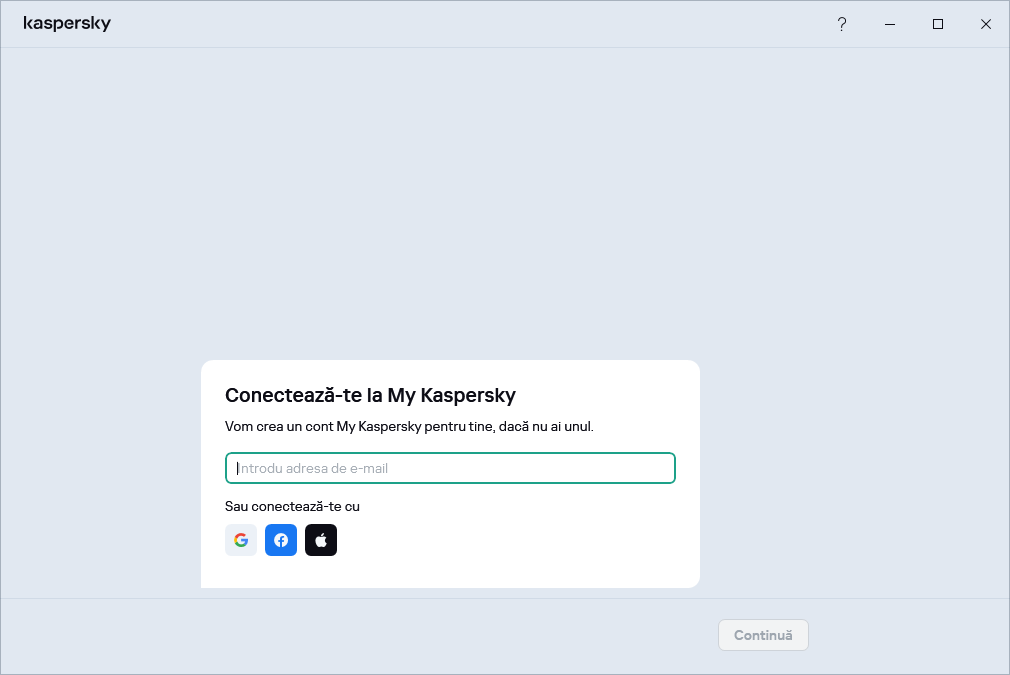 Pasul în care te poți conecta la My Kaspersky pentru a-ți restaura abonamentul