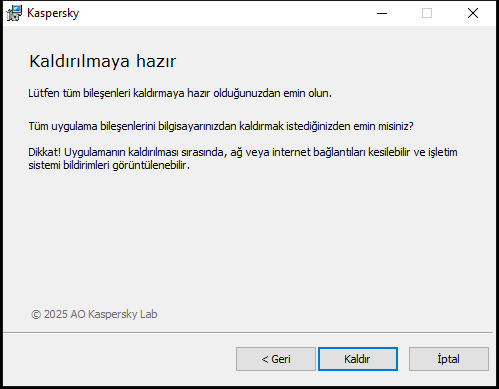 Uygulamanın kaldırılmasını onaylama penceresi