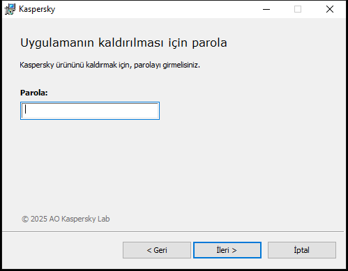 Uygulamayı kaldırmak için parola girme penceresi