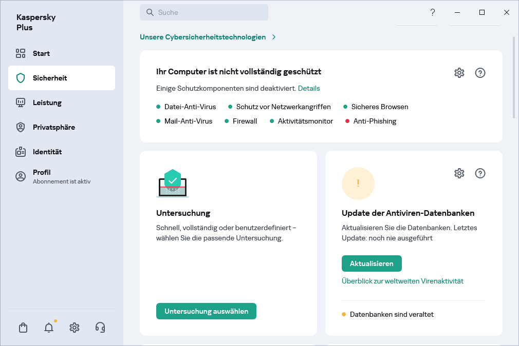Update der Antiviren-Datenbanken