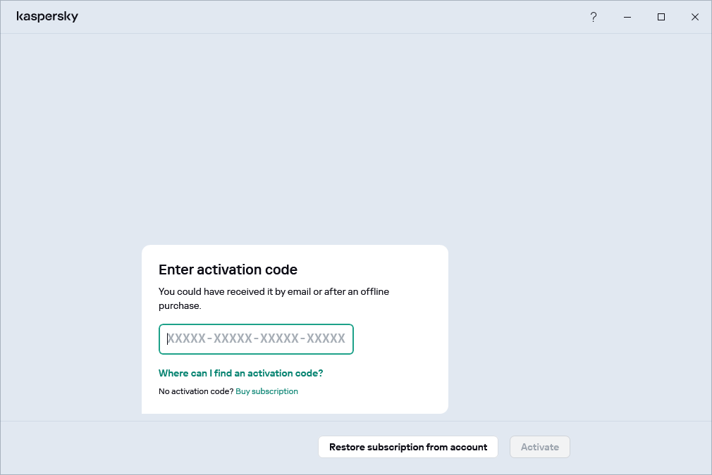 Etkinleştirme kodunuzu girebileceğiniz adım