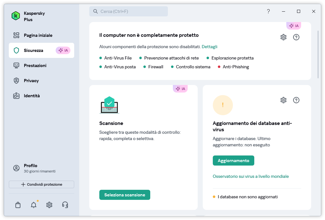 Aggiornamento dei database anti-virus
