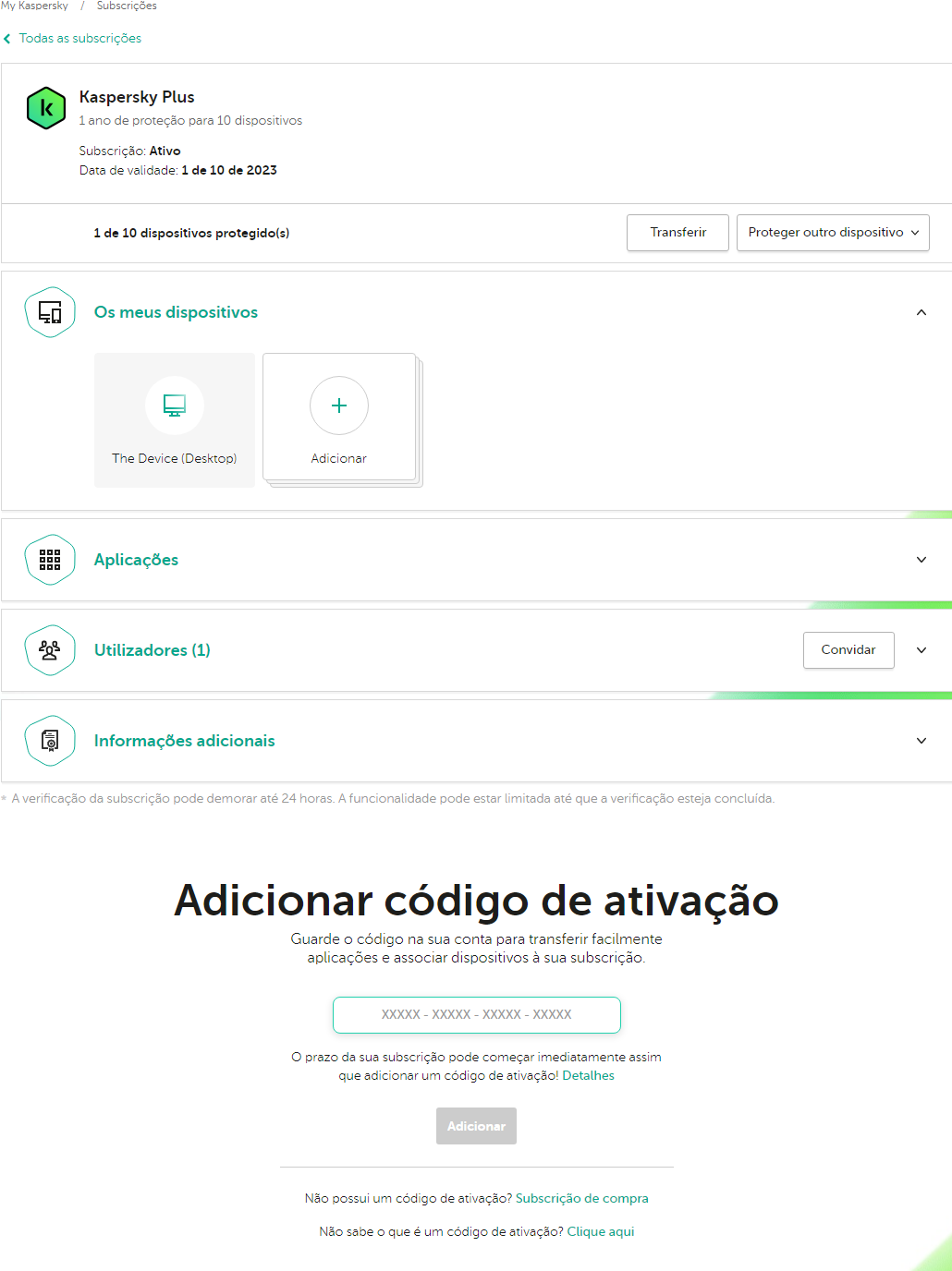 Janela para transferir a aplicação da sua conta