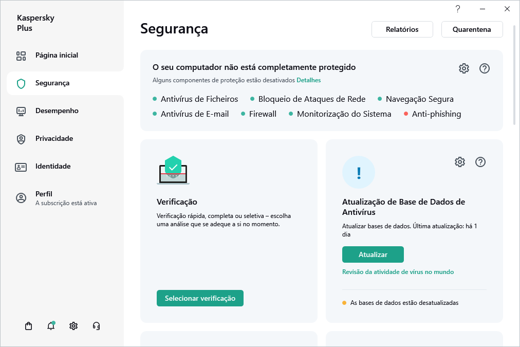 Atualização de base de dados de antivírus