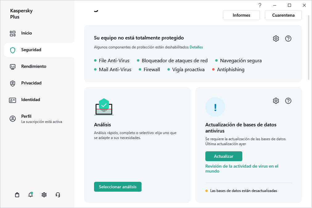 Actualización de bases de datos antivirus