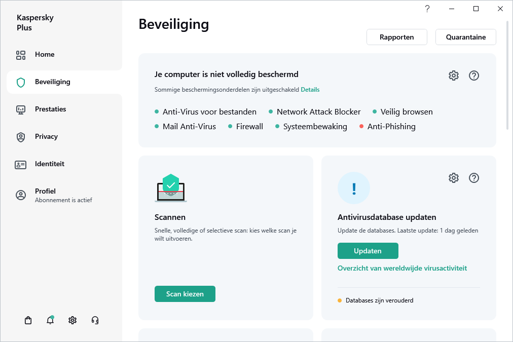 Update van antivirusdatabase
