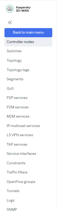 Controller configuration menu