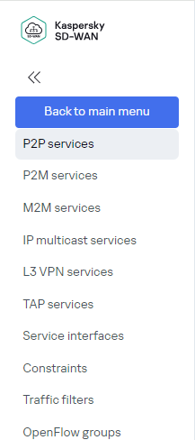 Controller configuration menu on the self-service portal