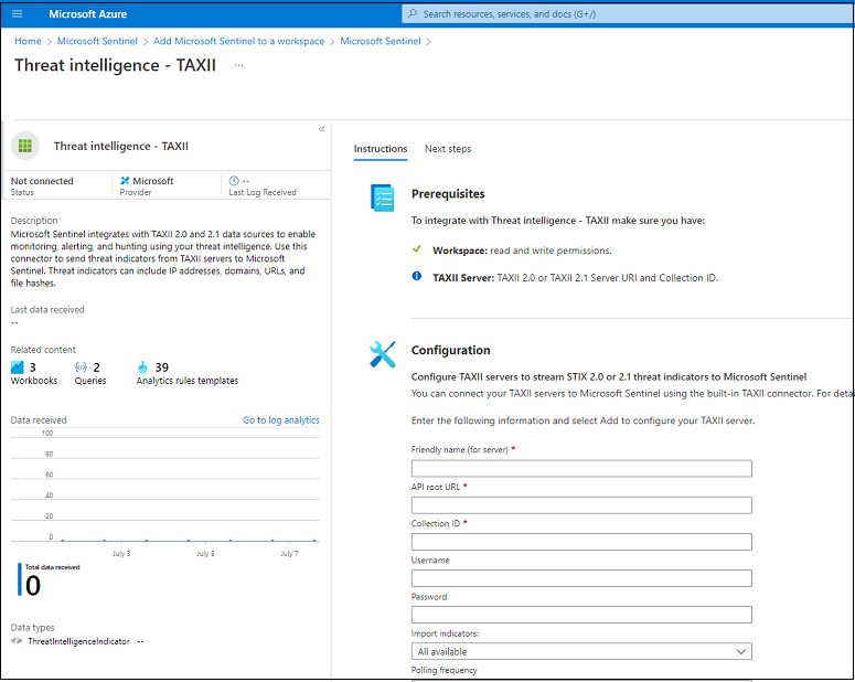 Threat intelligence taxii connector